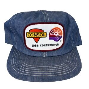 Vintage Consol Trucker Hat Denim‎ Made In USA Coal Mining 80s Patch United Way J